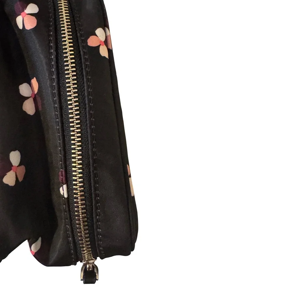 Kate Spade Dawn Dusk‎ Buds Ditsy Travel Cosmetic Toiletry Make Up Case Black